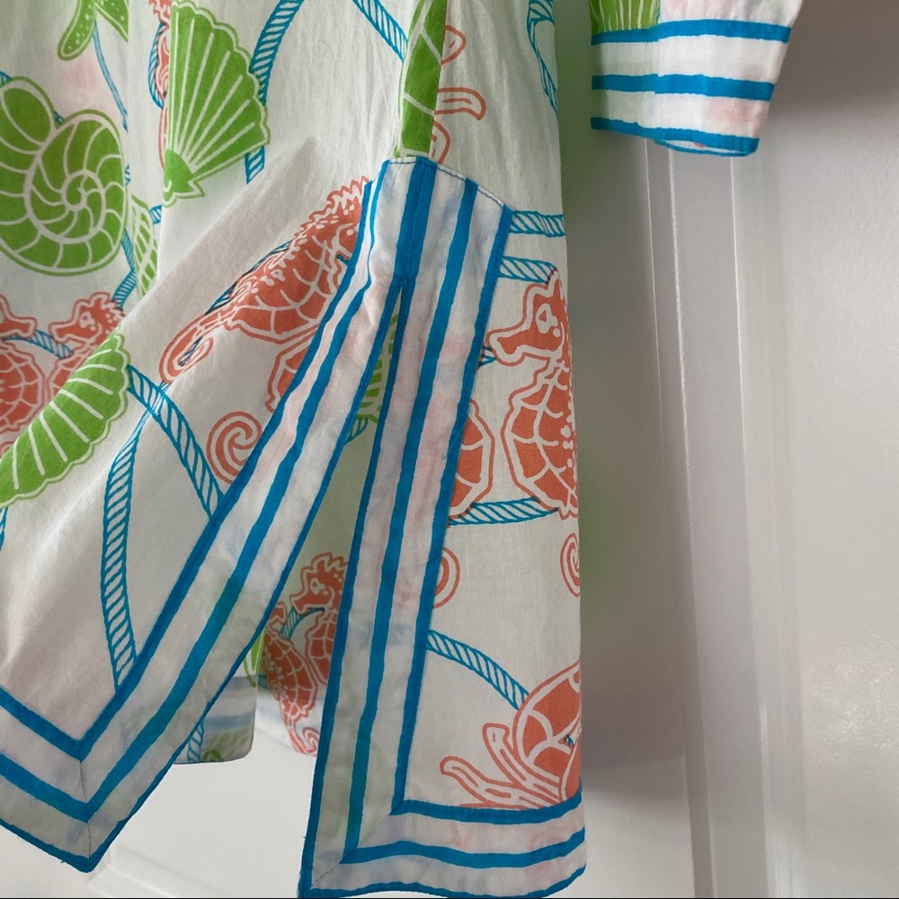 Gretchen Scott Designs Sea Life Crab Sea Horse Seashell Tunic Top w Measurements - Picture 2 of 7